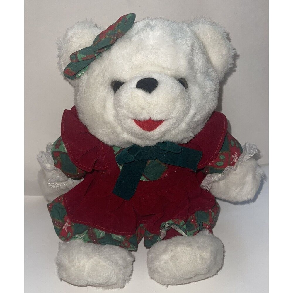 Vintage Dan Dee Snowflake Teddy Bear Christmas Plush Stuffed Animal Toy